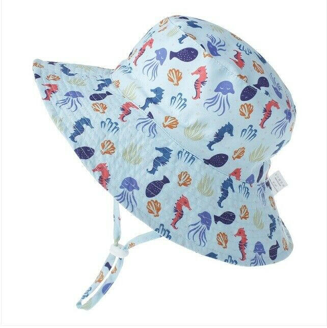 Blue Sealife Kids Sun Hat (6 Months - 2 Years, 50cm) - MARIGOLD 