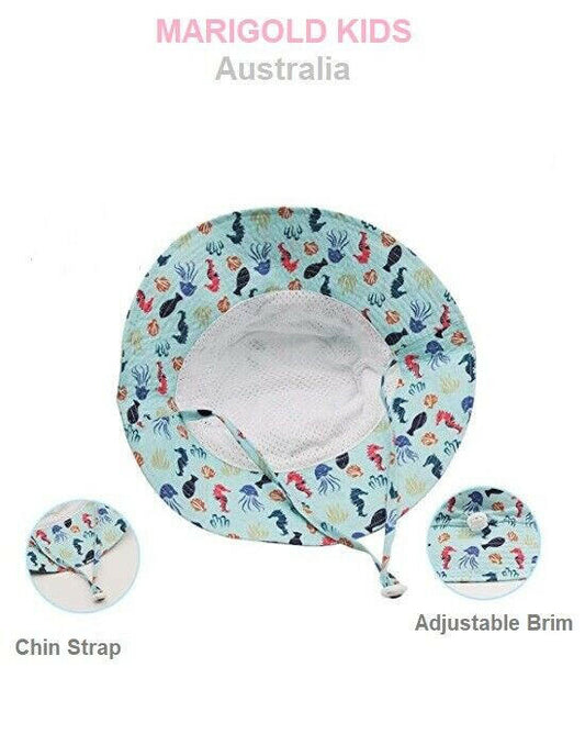 Blue Sealife Kids Sun Hat (6 Months - 2 Years, 50cm) - MARIGOLD 