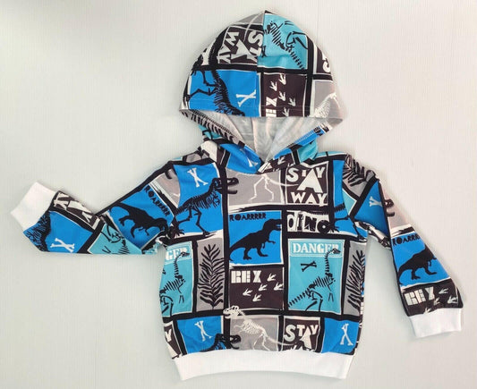 boys top dinosaur rex blue black boys hoodie top - MARIGOLD 