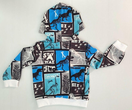 boys top dinosaur rex blue black boys hoodie top - MARIGOLD 