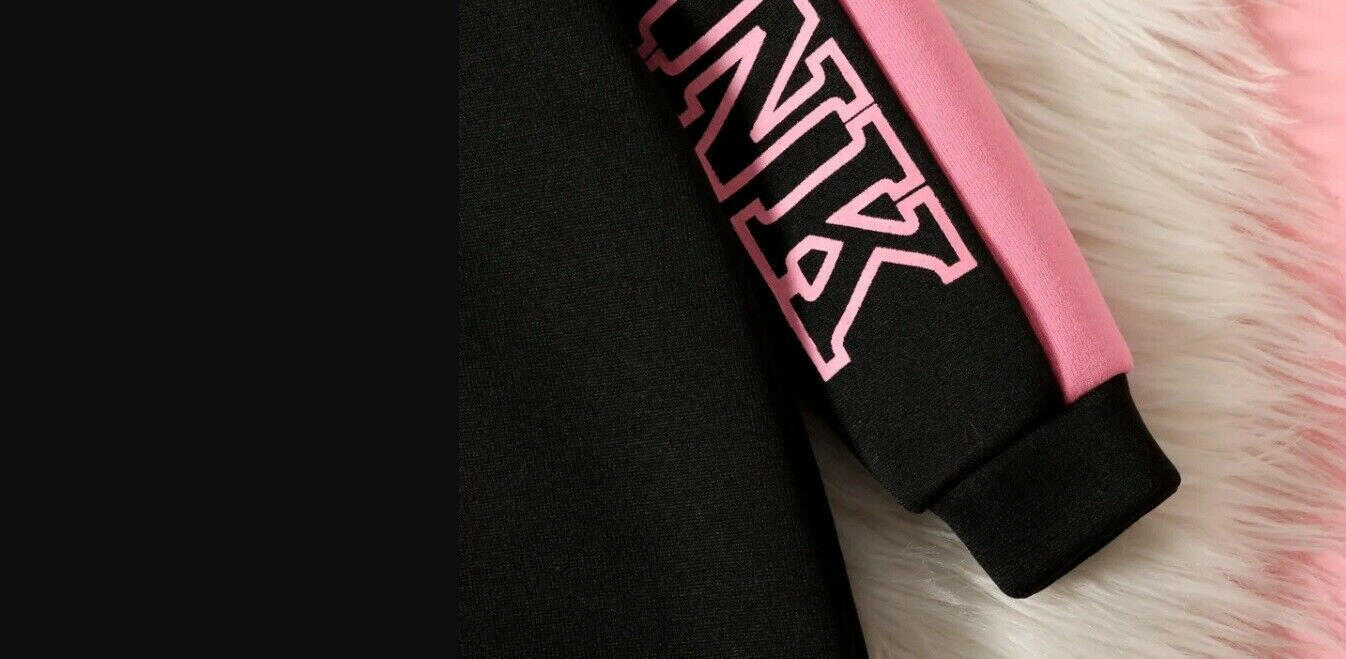 Girls Hoodie: Black, Pink, Gold "Love" Long Hoodie Top - MARIGOLD 