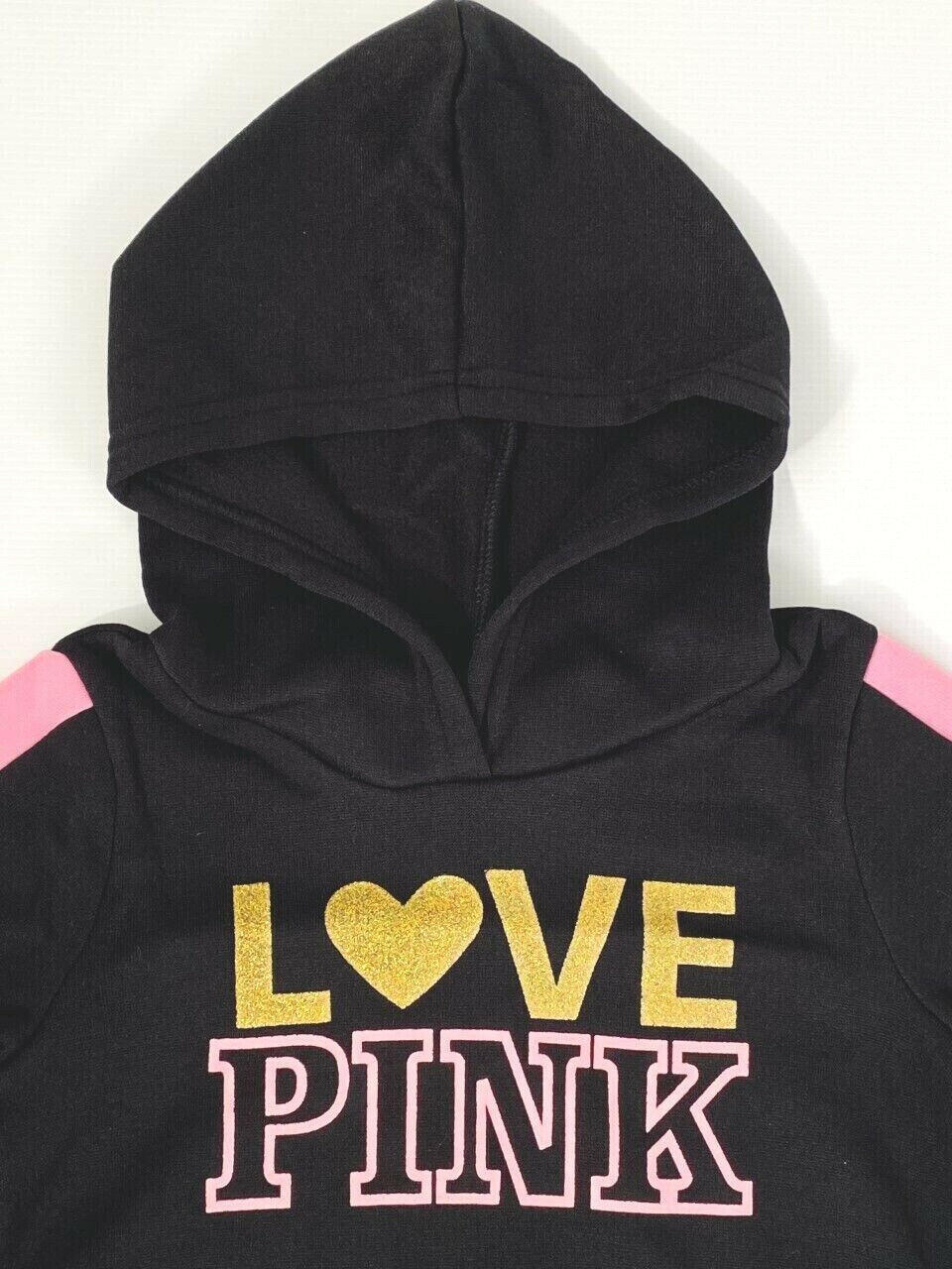 Girls Hoodie: Black, Pink, Gold "Love" Long Hoodie Top - MARIGOLD 