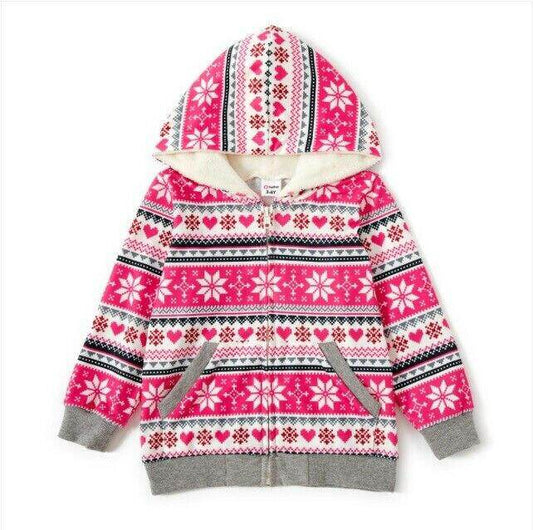 Size 4 years Girls Jacket New Snowflake Heart Pink Hoodie Top - MARIGOLD 