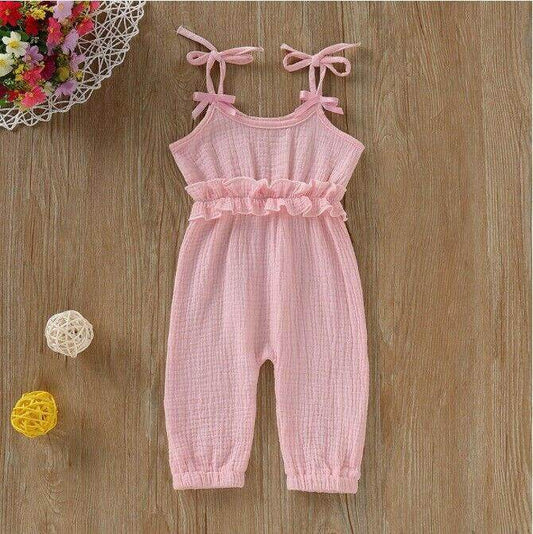size 3-6m to 12-18 months new baby girls jumpsuit pink 100% cotton jumpsuit - MARIGOLD 