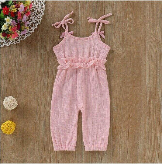 size 3-6m to 12-18 months new baby girls jumpsuit pink 100% cotton jumpsuit - MARIGOLD 