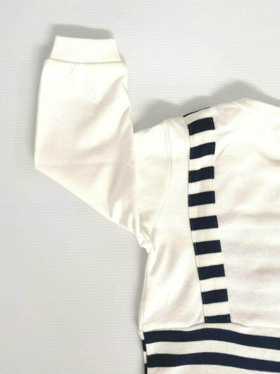 size 0-3m to 9-12 months new baby overalls navy blue striped white jumpsuit - MARIGOLD 