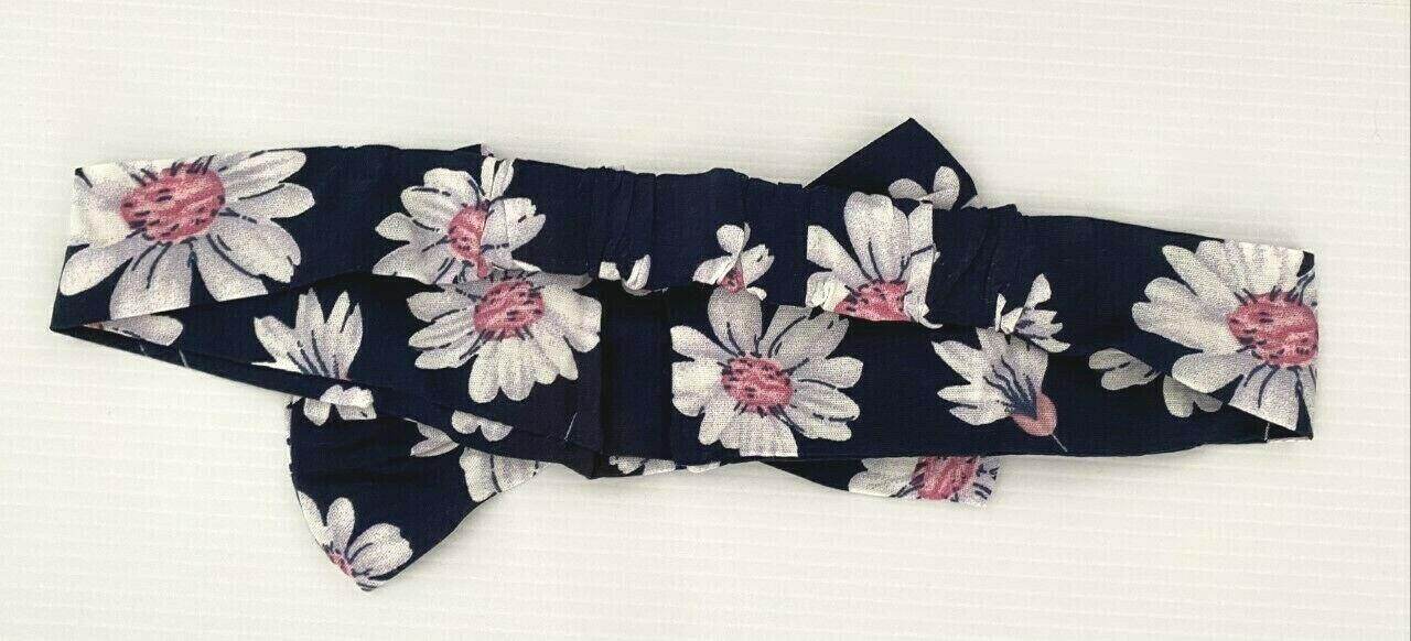 size 3/4/6/8y girls navy blue white pink floral pom pom playsuit & headband set - MARIGOLD 