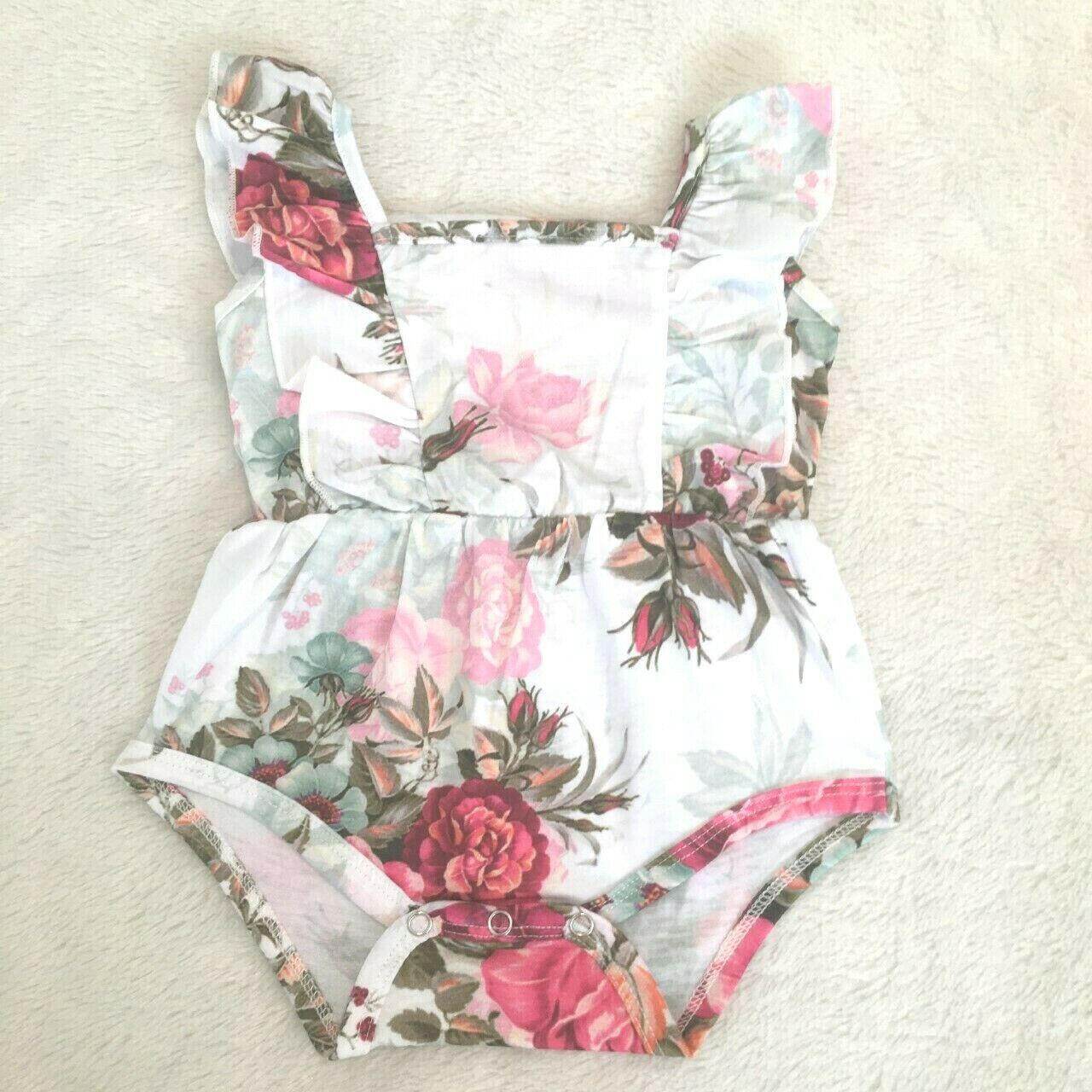 baby girls romper new size 0-3 months red floral Ruffle sleeve baby girls romper - MARIGOLD 