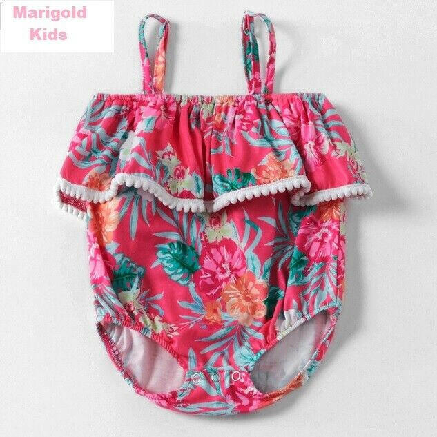 NEW Size 12-18 months Baby Bodysuit Pink Tropical Flower Bodysuit &HeadbandSet - MARIGOLD 