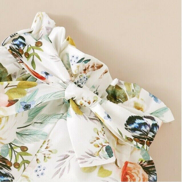 Green and Floral 3-Piece Baby Girl Outfit - Ruffle Top, Shorts and Headband - MARIGOLD 
