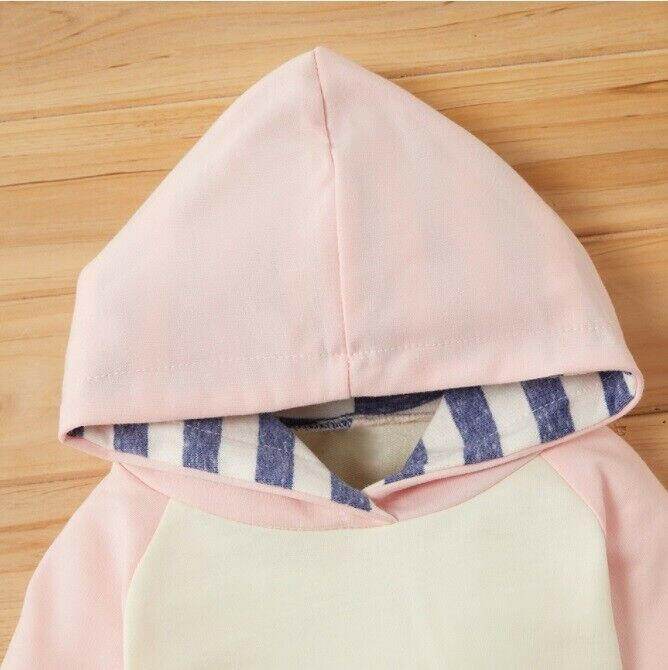 size 3-6m to 18-24m new baby girls pink & blue striped hoodie,pants,headband - MARIGOLD 