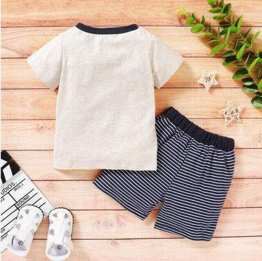 Boys Wild and Free Print Outfit - Top and Shorts Set - MARIGOLD 