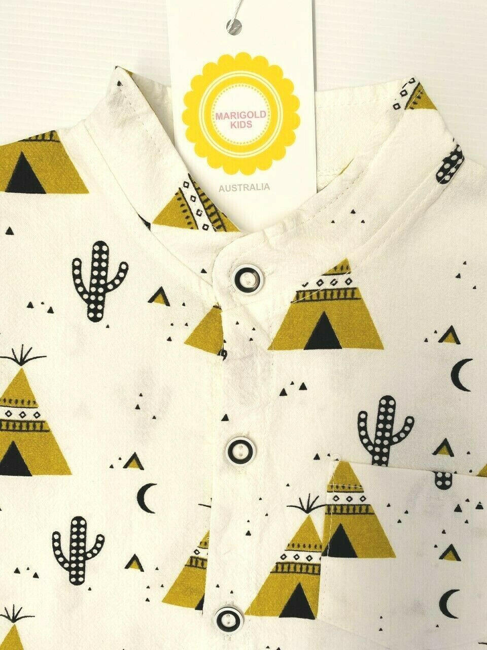 Boys Teepee Tent Cactus Print Shirt and Shorts Set - MARIGOLD 
