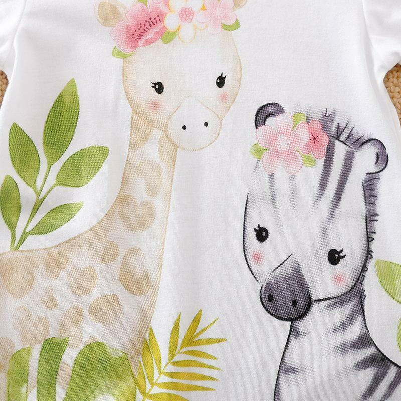 size newborn/0-3m/3-6m new baby coverall flower giraffe & zebra baby romper - MARIGOLD 