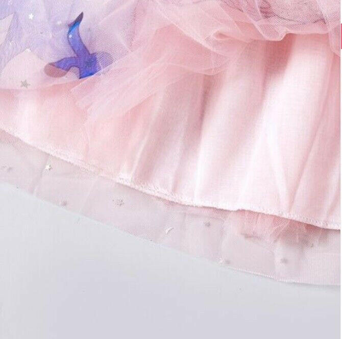 Girls Pink Unicorn Silver Star and Moon Tulle Skirt - MARIGOLD 