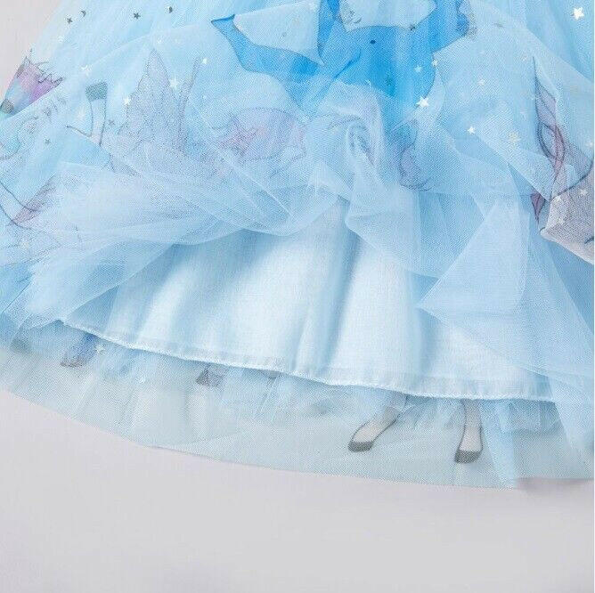 Girls Unicorn Skirt Blue Unicorn Silver Star and Moon Sprinkle Tulle Skirt - MARIGOLD 