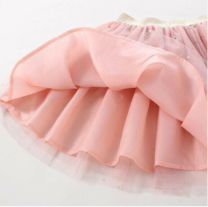 New Gold Star & Moon Sprinkle Pink Tulle Skirt Girls Pink Tulle Skirt - MARIGOLD 