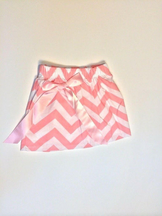 NEW Size 5 Years Petite Girls Skirt Girls Pink Chevron Miniskirt with bow - MARIGOLD 