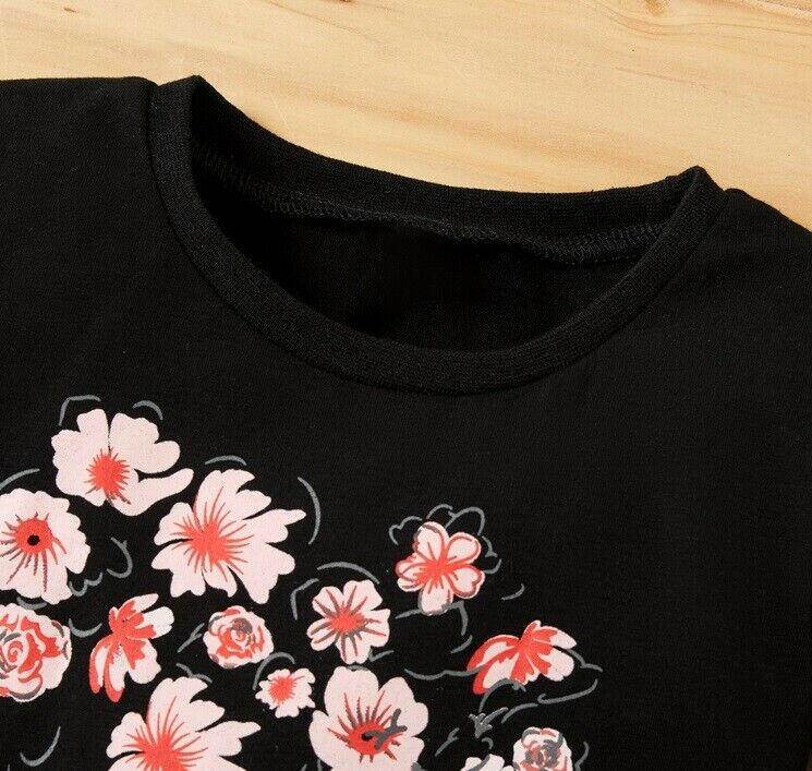 size 12-18 months new girls black t-shirt 'Beauty Club' perfume & flower tee - MARIGOLD 