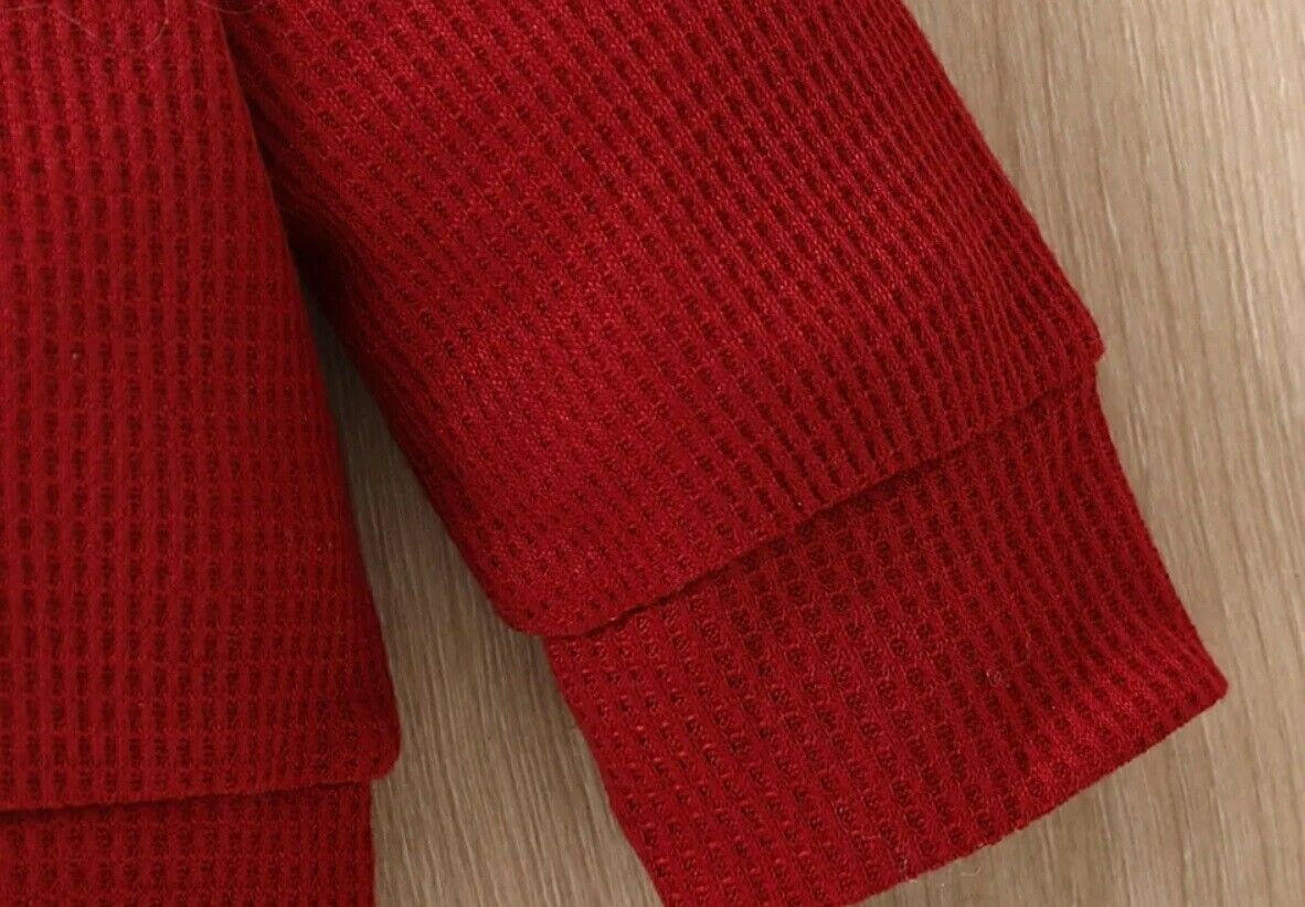 Baby boys' burgundy waffle knit rainbow long-sleeve top - MARIGOLD 