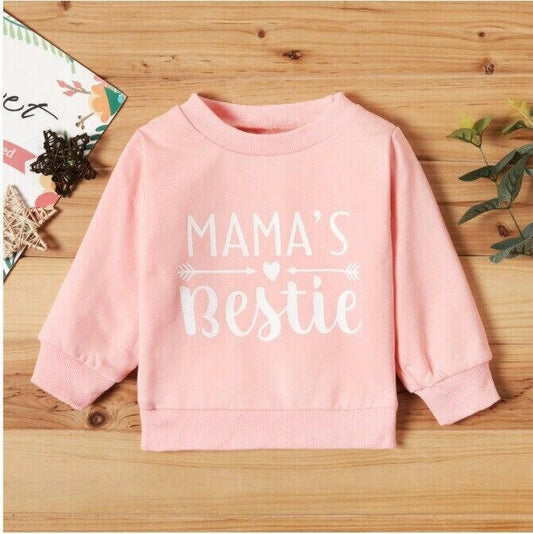 size 12-18m to 3 years new toddler girls top mamas bestie long sleeve pink top - MARIGOLD 