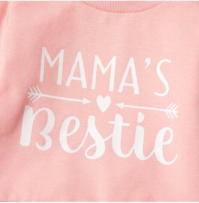 size 12-18m to 3 years new toddler girls top mamas bestie long sleeve pink top - MARIGOLD 