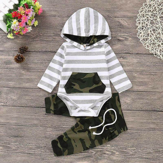 size 0-3m to 9-12m new baby boys tracksuit outfit camo hoodie top & pants set - MARIGOLD 