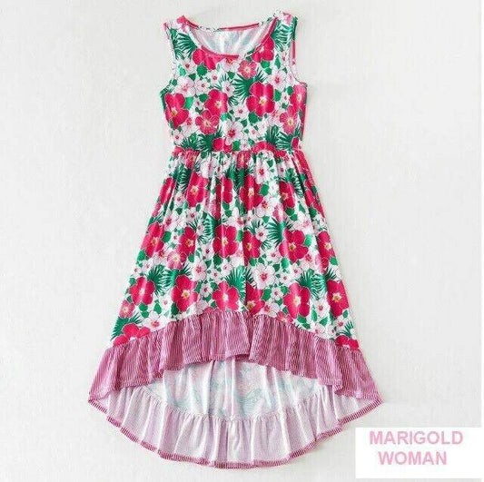 Womens Dress Size 10 AUS New Pink & White Hibiscus Floral Hi Low Womens Dress - MARIGOLD 
