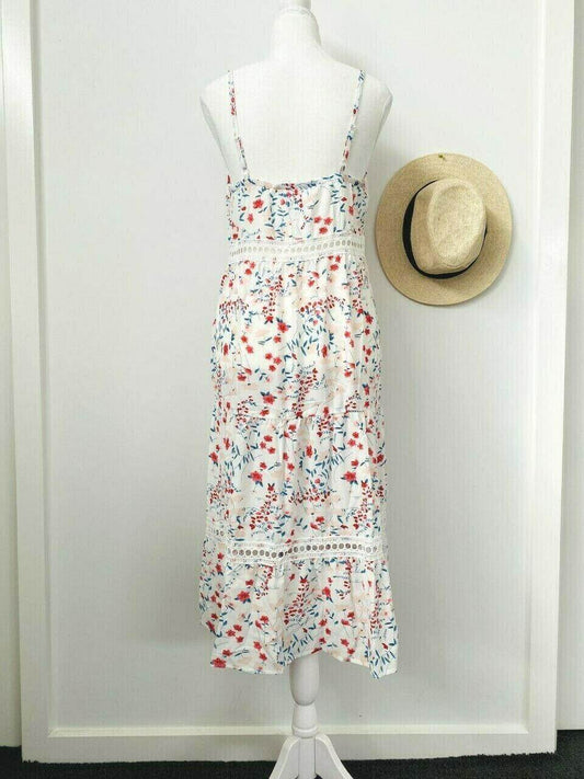 Womens Dress Size 10 AUS New Floral Print White Womens Dress Sundress - MARIGOLD 