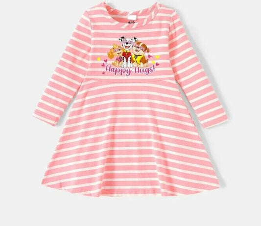 Paw patrol girls dress happy hugs pink stripe girls dress - MARIGOLD 