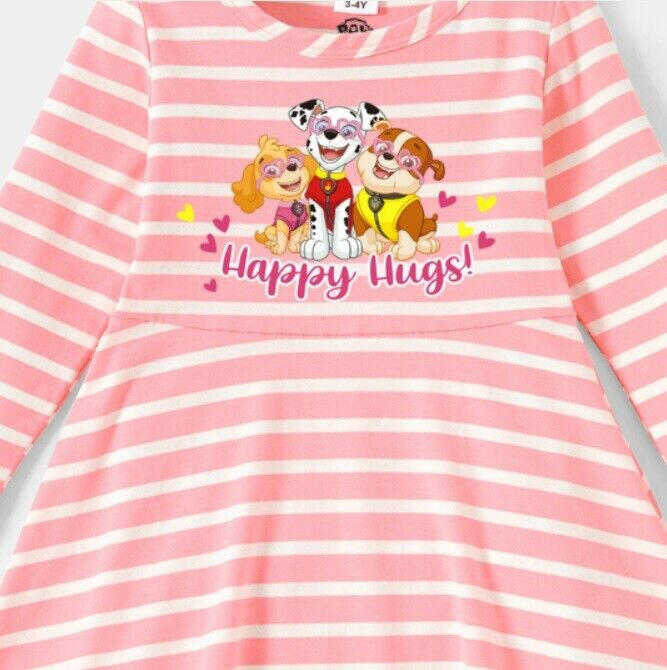 Paw patrol girls dress happy hugs pink stripe girls dress - MARIGOLD 
