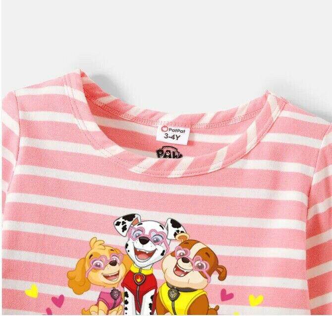 Paw patrol girls dress happy hugs pink stripe girls dress - MARIGOLD 