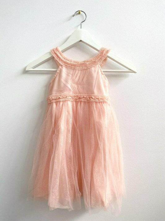 size 2 years new toddler girls dress pink cleo neck lace tulle girls dress - MARIGOLD 